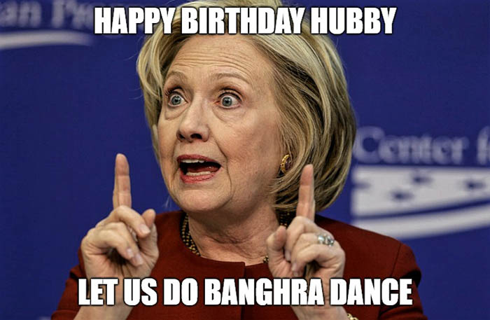 happy birthday husband meme funny hilary banghra dance