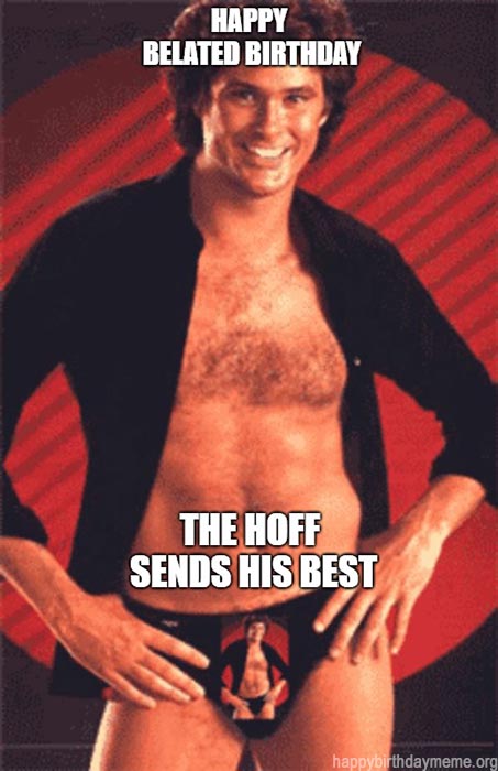 happy late birthday meme the hoff sends his best