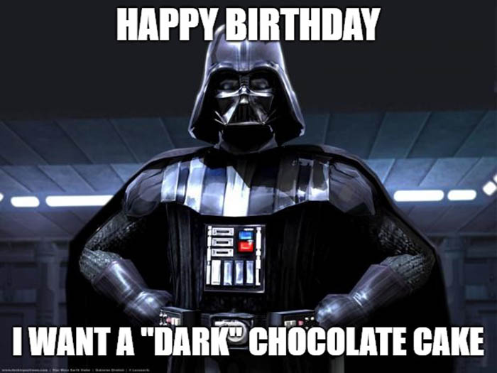 star wars birhday meme dark chocolate cake