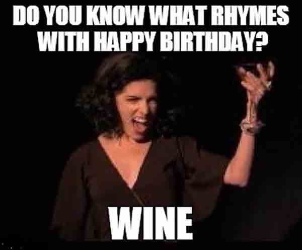 happy birthday meme girl wine