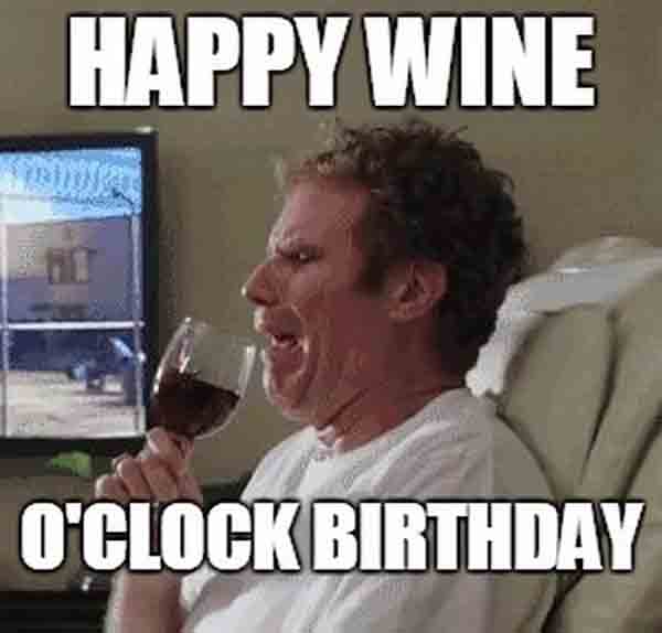 happy birthday with wine meme
